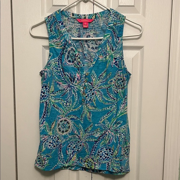 Lilly Pulitzer Tops - Lilly Pulitzer Vibrant Blue Patterned Blouse